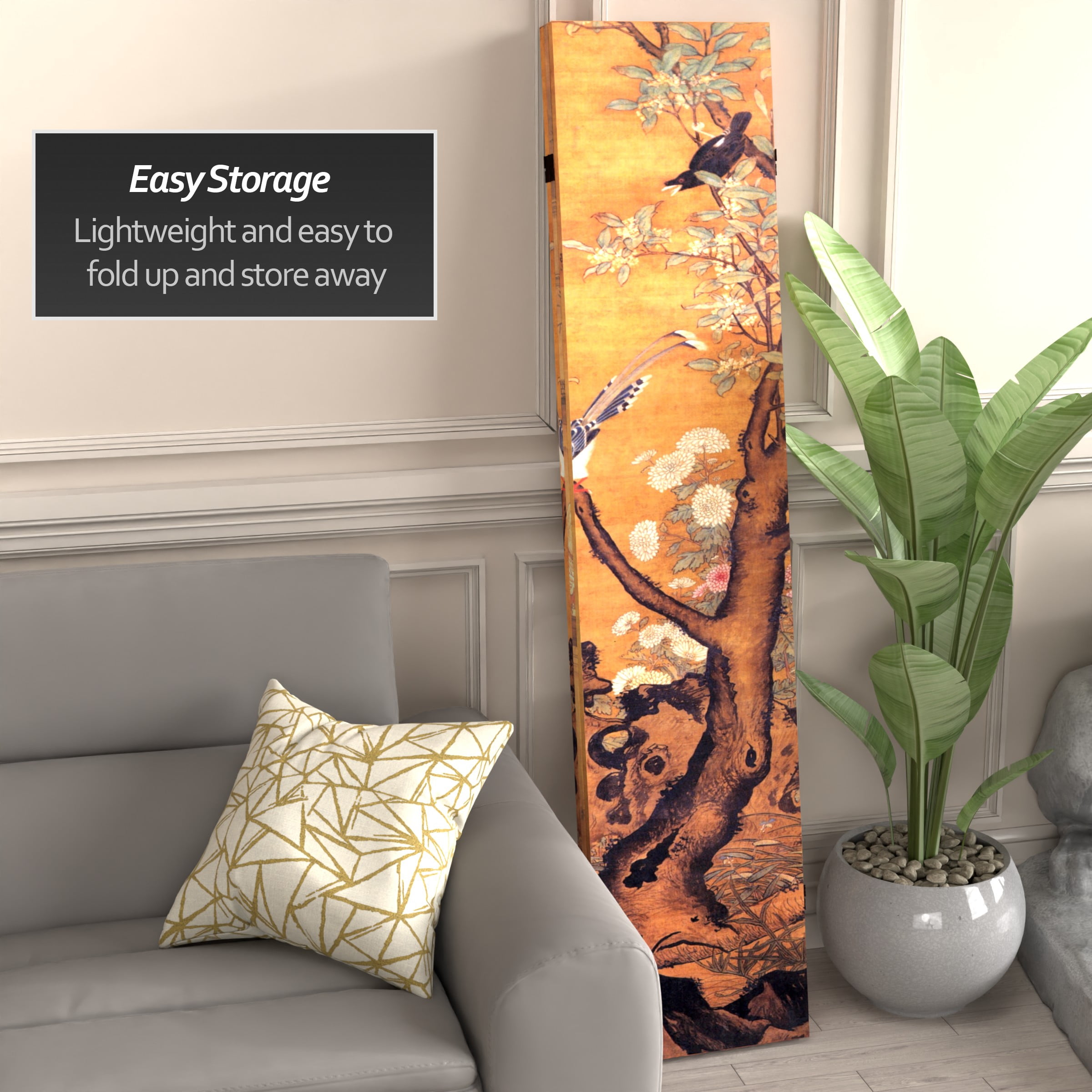 Oriental Furniture 6 ft. Tall Chinese Landscapes Canvas Room Divider - 3 Panel
