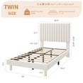 thumbnail image 3 of GloryStar Vertical Channel Tufted Velvet Bed Frame, Adjustable Headboard Platform Bed with Wooden Slats, No Box Spring Required, 3 of 7