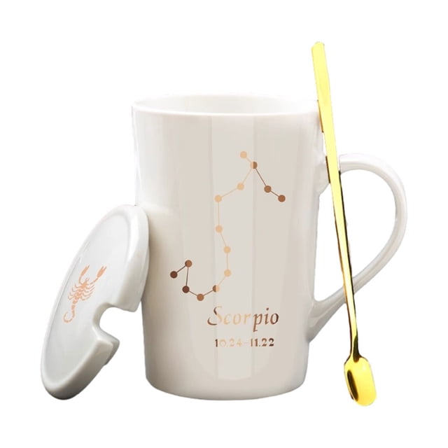 Injueey Tazas de cerámica duraderas con constelaciones, taza de café de cerámica con tema de constelaciones para amantes del café Cocina y Comedor escorpio blanco