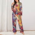 thumbnail image 2 of Honeii Meditating Cute Horse print Women's Pajama Sets Long Sleeve Button Down Sleepwear Nightwear Soft Pjs Lounge Sets-Large, 2 of 7