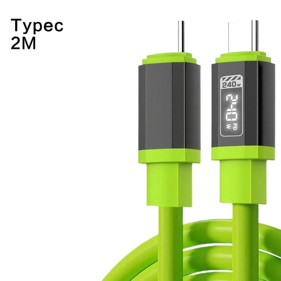 Thickened 240W Silicone USB/Type-C Charging Cable – Fast Smart Flash Charging & High-Speed Data Transmission, 2M,TPE Wire for Phones & Devices