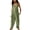 Green, variant on Baggy Backless Jumpsuit for Women Solid Halter Neck Cotton Linen Rompers with Pockets Lace-Up Boho Wide Leg Beach Playsuit(S,Khaki)