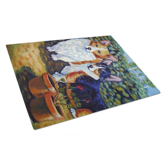 Caroline's Treasures Corgi Glass Cutting Board Large