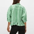 thumbnail image 6 of VKOYWKM Womens Summer Tops Dressy Casual Button Down Collar Striped Shirt 3/4 Sleeve Crop Top Ruffled Hem Loose Fit Oversized Trendy Blouses, 6 of 8