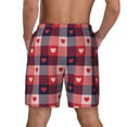 thumbnail image 4 of Balery Heart Plaid Mens Swim Trunks Swim Shorts for Men Quick Dry Inseam Beach Shorts with Compression Liner Pocket-Small, 4 of 9