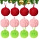 thumbnail image 2 of Juego de adornos navideños de bolas de peluche, 12 piezas de bolas decorativas rojas, verdes y rosas para árbol de Navidad, 2 of 5