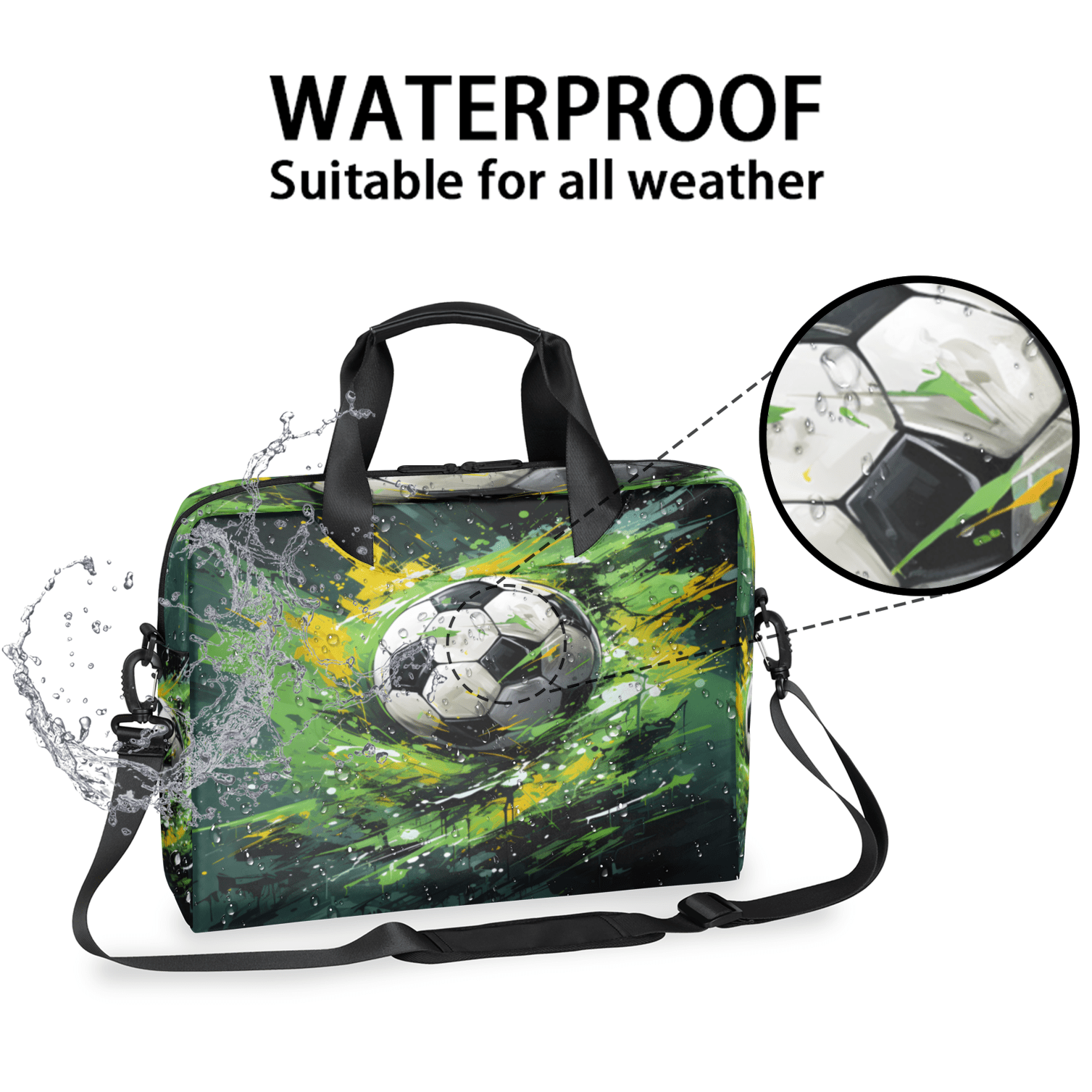 Herdesigns Football Soccer Laptop Bag for Women Men, Computer Case Briefcase Messenger Bags, 15-15.6 inch Laptop Sleeve Shoulder Bag