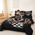 thumbnail image 4 of Manfei Motorcycle Riders 7-Piece Twin Bedding,Checkered Flag Bedding Comforter Set,Black,Black Reversible, 4 of 7