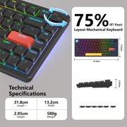 MageGee Light84 82 Percent Compact Wireless Mechanical Gaming Keyboard, Red Switch, RGB Backlit
