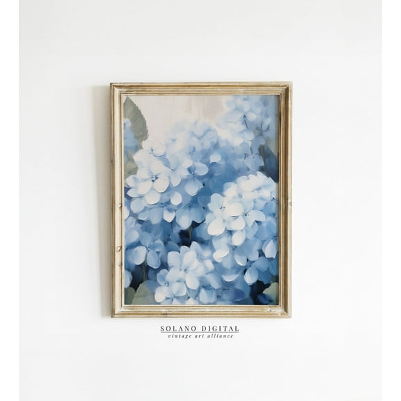 Blue Hydrangea Spring Vintage Print Vintage Farmhouse Art Botanical Wall Art Spring Wall Art Spring Art Shabby Chic Art Wall Art, Modern Wall Decor, 8x12 UNFRAMED
