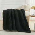 thumbnail image 6 of Carriediosa Chunky Knit Throw Blanket Handmade Soft Throws for Couch Sofa Bed, 50" x 60" Black, 6 of 7