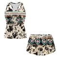thumbnail image 3 of Xoenoiee Aztec Cow American Tribal Print Women Plus Size Tankini Swimsuits Tummy Control Two Piece Bathing Suit Breathable Swimwear with Shorts, 4XL, 3 of 7