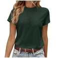 thumbnail image 2 of Lixiuxyad Women's Fashion Casual Home & Commute Solid Round Neck Short Sleeve T Shirt Versatile & Comfortable Trendy Flowy,Green XXXL, 2 of 7