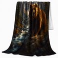 thumbnail image 2 of Mountain River Waterfall Bear Wilderness Landscape Living Room, Peaceful Mountain Lake Scene, Warm Flannel Blanket for Cabin and Lodge, Outdoor Lovers Christmas Gift, Festive Home Decor, 2 of 9