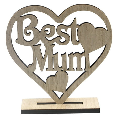 

Mother s Day Wooden Heart-Shaped Hollow Ornament Woodblock Craft Birthday Gift