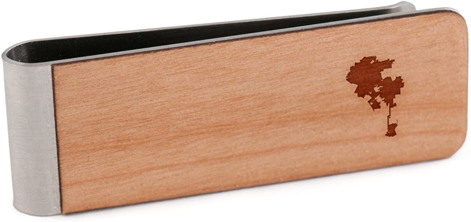 Wooden Accessories Company Wooden Tie Clips with Laser Engraved Builder Design Cherry Wood Tie Bar Engraved in The USA 