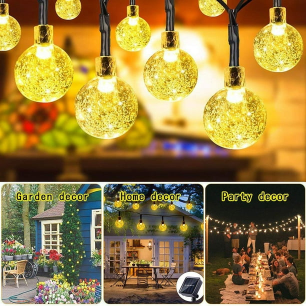 Luz Solar De Hadas Bola de cristal Solar Fairy Light Impermeable Jardín Decoración para el hogar (12m 100LED)