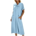 thumbnail image 5 of yillto Women's Dress Short Sleeve Crew Neck Summer Causal Beach Flowy Long Sundress with Pockets, 5 of 7