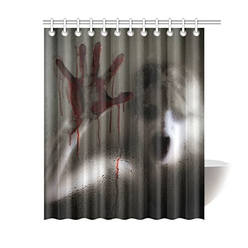 Terror Strange Blood Shadow Waterproof Bathroom Fabric Shower Curtain 12 Hook 