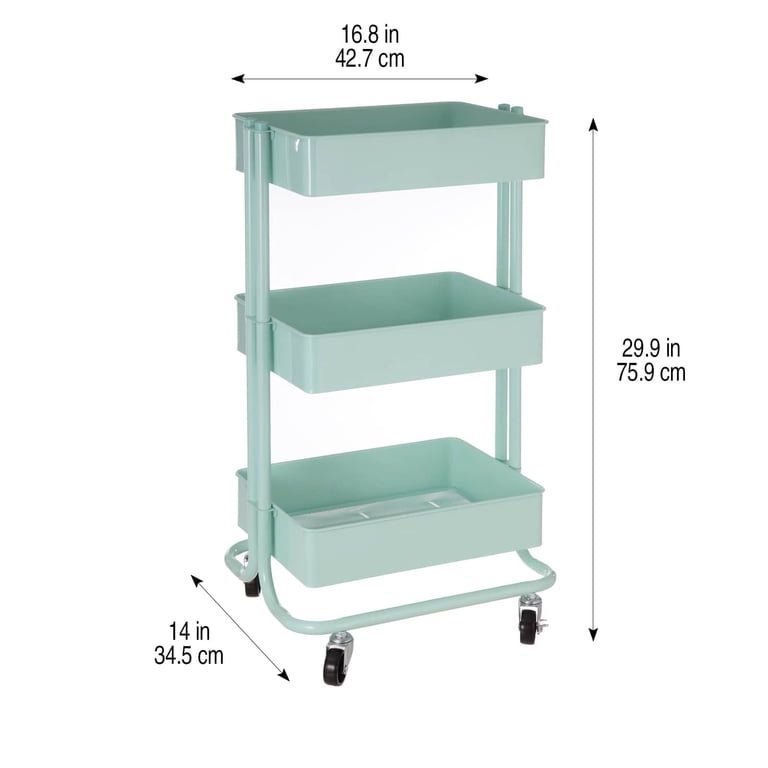 Lexington Mint 3-Tier Metal Rolling Cart by Simply Tidy - Multi