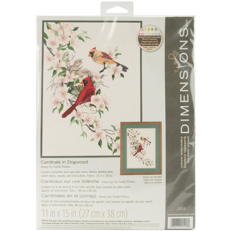 Dimensions Crewel Embroidery Kit 11X15-Cardinals In Dogwood