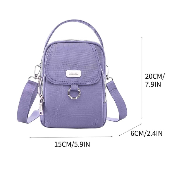 Bolsas Crossbody para Mujeres Bolsa de Teléfono Móvil Multicompartimento a Prueba de Agua, Bolsa de Hombro de Mensajero de Tela Casual de 15x6x20cm con Correa Ajustable Bolsa de Mensajero de Agujero D