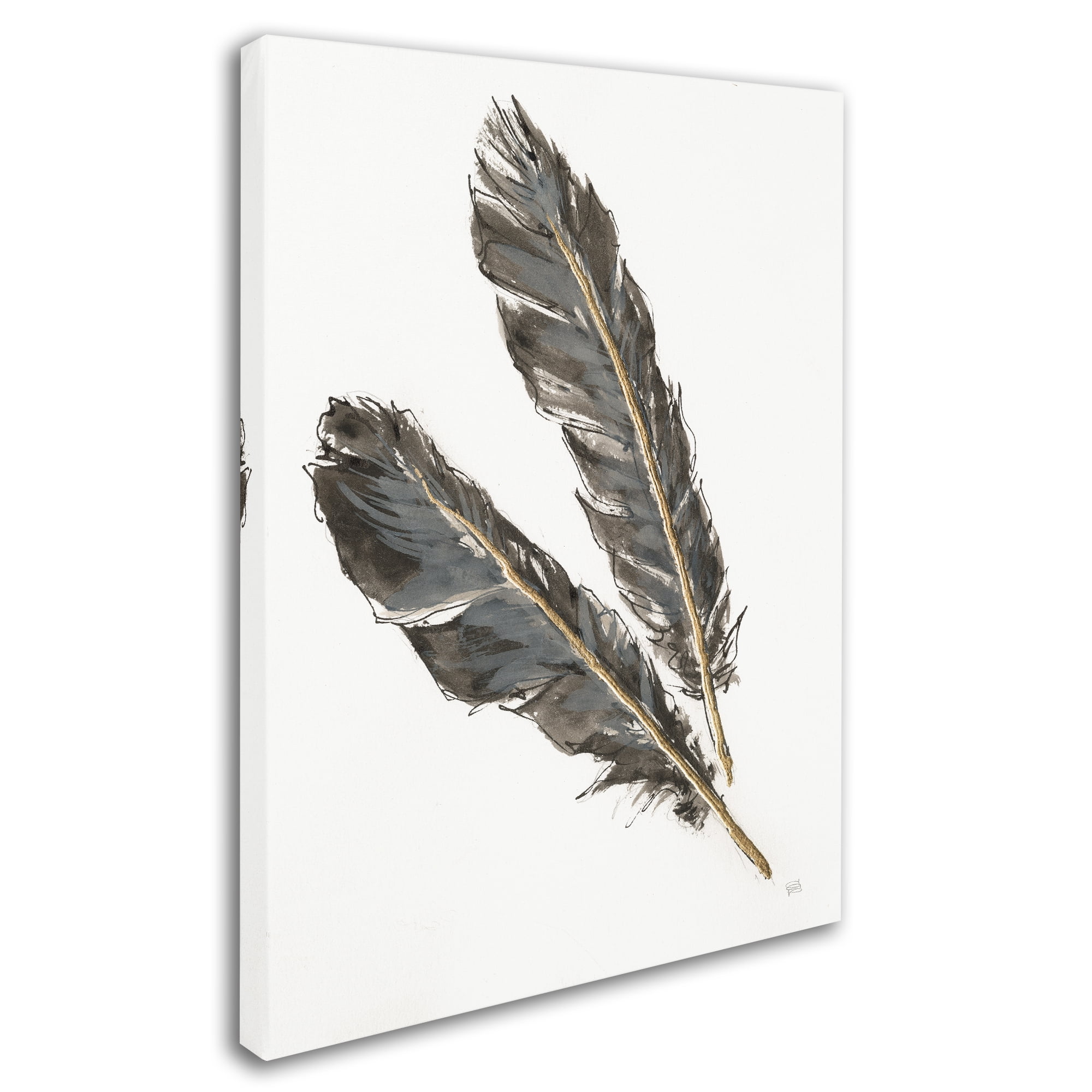 Trademark Fine Art 'Gold Feathers III on Grey' Canvas Art by Chris Paschke  