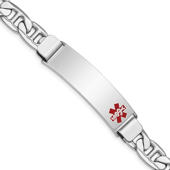Primal Silver Sterling Silver Rhodium-plated Medical ID Bracelet with Anchor Link