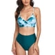 thumbnail image 1 of Bikini Dividido Tie Dye Print Cintura Alta Elástico Transpirable Cómodo Traje De Baño Bikini Para Playa Verde XL, 1 of 7
