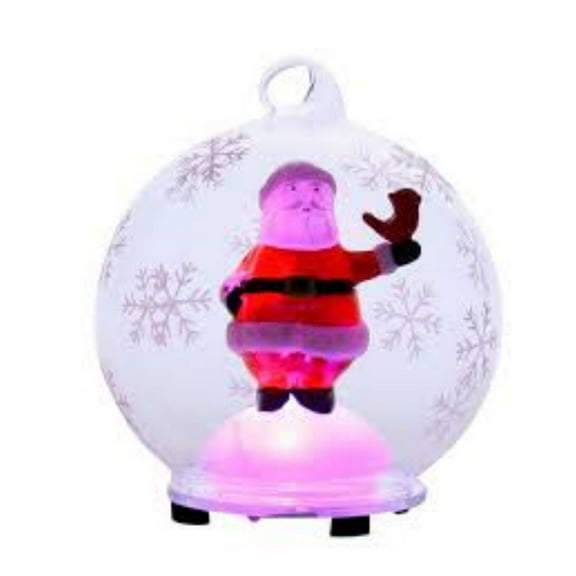 4" Glass LED Color Changing Santa Snow Globe with Red Bird