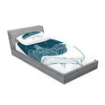 thumbnail image 2 of Ambesonne Ocean Fitted Sheet & Pillow Sham Set, Whale and Stars Old Ship, Twinxl, Teal White, 2 of 2