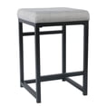 thumbnail image 1 of Taburete de metal Benzara, asiento acolchado de tela gris, 41 x 41 x 61 cm, 1 of 6
