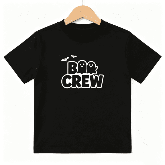 Boo Crew Ghost Halloween Bats Boys Graphic Tee, Cute Spooky Party 100% Cotton Kids Short Sleeve T-Shirt 4-13Y