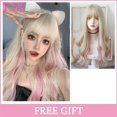 thumbnail image 1 of Perruques Synthétiques LM Argent Blanc Dégradé Vert avec Frange pour Femmes Perruque Longue à Cheveux Ondulés Naturelle Cosplay Fête Résistante à la Chaleur, 1 of 7