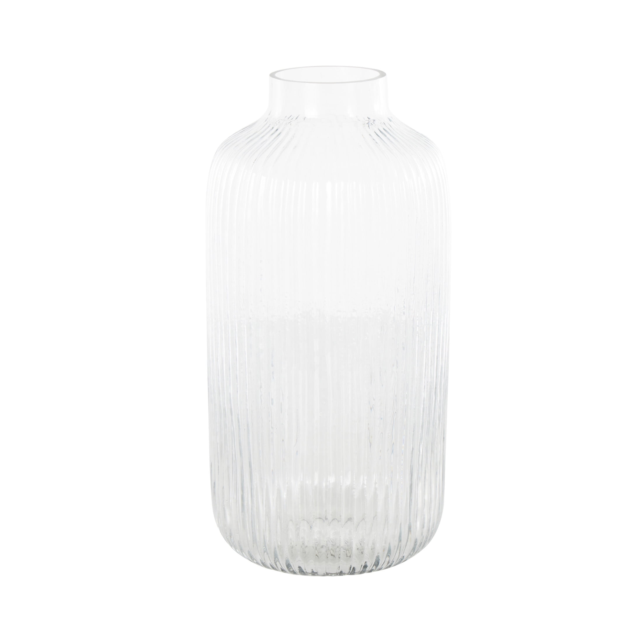 DecMode 13" Ribbed Fluted Glass Vase