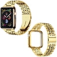 thumbnail image 2 of Compatible with Apple Watch band 42mm 44mm 45mm, Solid Stainless Steel Metal Strap for iWatch Series，Gold, 2 of 4