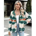 thumbnail image 4 of WQD Womens Fleece Shacket Jacket Winter Sherpa Coat Long Sleeve Warm Fuzzy Casual Western Aztec Print Outerwear Soft Cozy Snap Button Down Fashion Top with Pockets, 4 of 6