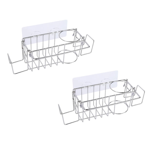 Oleegame 2PC Spoon And Lid Rest Sponge Holder For Kitchen Sink Hanging Sink Caddy Stainless Steel In-Sink Organi