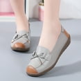 thumbnail image 3 of Bowknot Leather Loafers for Women Lightweight Walking Flats Comfortable Wide Toe Box Non Slip Work Shoes Gray Size 9.5, 3 of 4
