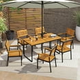 thumbnail image 4 of Costway Dining Chair Set of 4 with Acacia Wood Backrest Slanted Seat Comfortable Armrests, 4 of 8