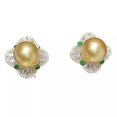 thumbnail image 2 of K-KED Gorgeous New AAAAA 9-10mm South Sea Golden Stud pearl earring 925S, 2 of 4