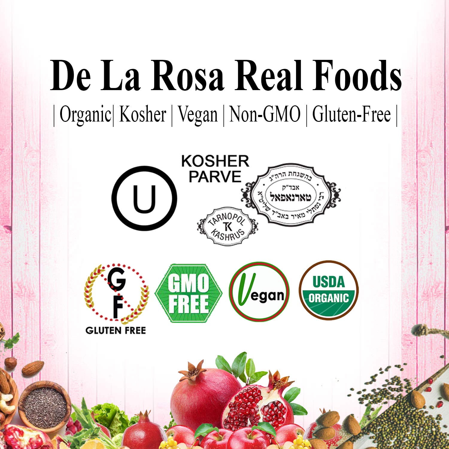 De La Rosa 613 Organic Pomegranate Vinegar, Great for Salad Dressing, 5 Liters (Pack of 1)