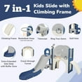 thumbnail image 2 of 7 in 1 Toddler Slide Playset Indoor Playground,Kids Slide Outdoor Freestanding Climber with Slie, Arch Tunnel, Toss and Basketball Hoop, for Toddlers, Kids Climbers Playground (Blue Grey), 2 of 7