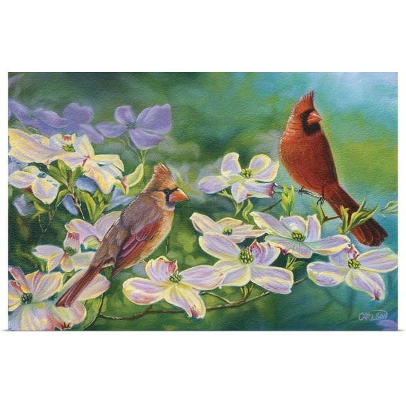 Great BIG Canvas | "Cardinals Of Spring" Art Print - 36x24