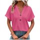 thumbnail image 3 of Tops de encaje para mujer,Camiseta de cuello en V para mujer, blusa informal de manga corta, mezcla de poliéster y elastano, tejido suave y transpirable, ideal para uso diario y en casa, sopatenor, 3 of 9
