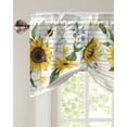 thumbnail image 3 of Tie Up Valance Curtain for Kitchen, Pastoral Farm Yellow Sunflowers Rod Pocket Short Curtains Adjustable Tie-Up Shade Valances, Floral Leaf on Stripe Window Treatment for Bathroom Living Room Bedroom, 3 of 7