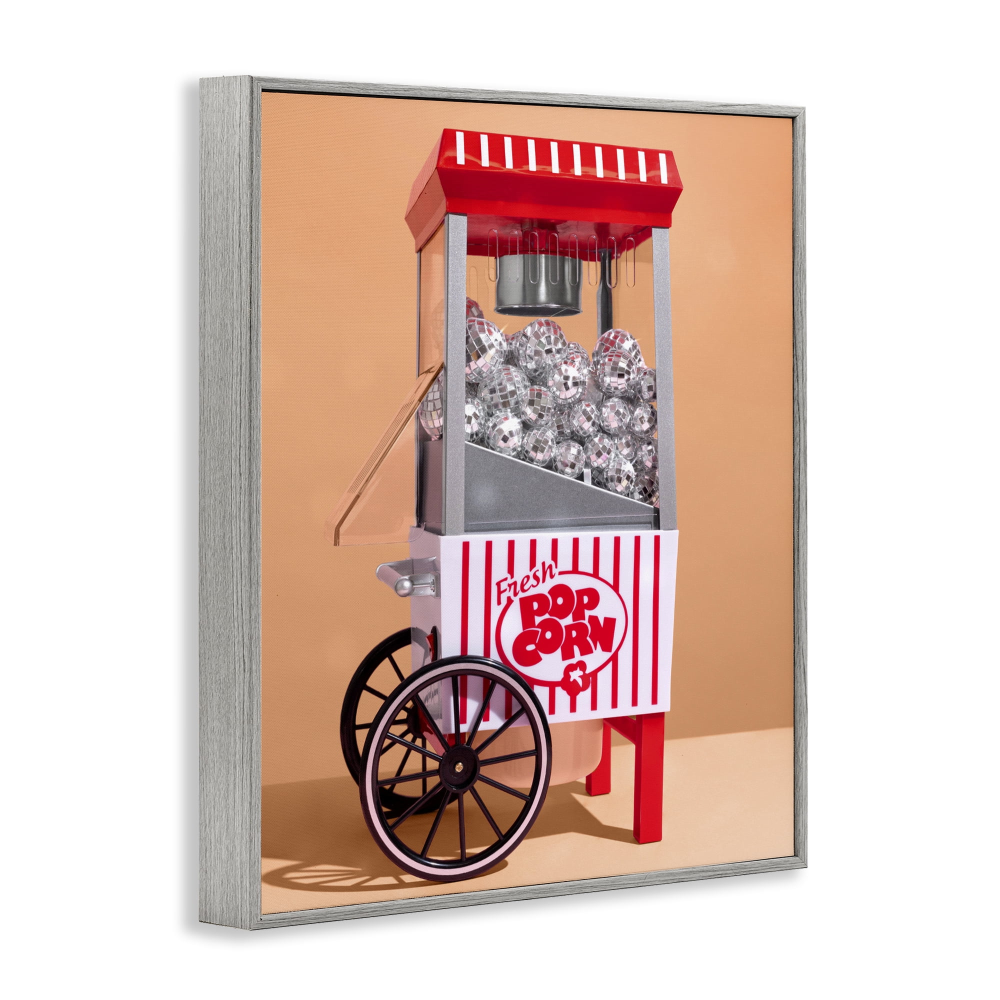 Stupell Industries Retro Disco Popcorn Machine Gray Framed Giclee Art, design by LISH Creative