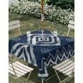 thumbnail image 3 of Square Outdoor Tablecloth with Umbrella Hole Navy Blue Outside Table Cloth Waterproof Patio Table Cover Vintage Tribal Abstract Geometric Tie Dye Art Zipper Tablecloths for Picnic Camping 60x60 Inch, 3 of 8