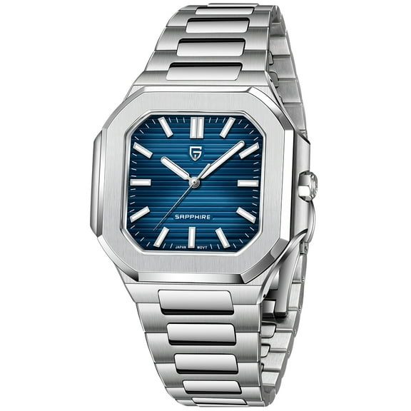 PAGANI DESIGN Men's Quartz Watch 37MM Stainless Steel Sports Waterproof Business Wrist Watch for Men, Synthetic Sapphire, Japan TMI VH31 Movt, PD-YS019