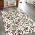 thumbnail image 2 of 3'x5' Area Rugs, Christmas Berry Indoor Outdoor Area Rug for Living Room Bedroom, Xmas Botanical Watercolor Green Red Washable Bathroom Rugs Kitchen Floor Carpet Mats Home Decor Aesthetic, 2 of 8